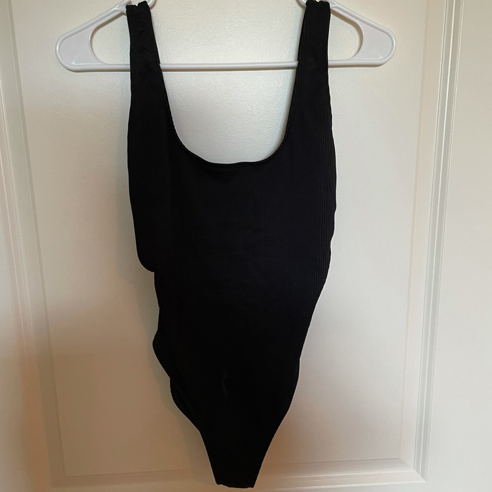 Topshop black one piece suit thong